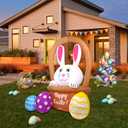 InfleasJoiy 4.5FT Chicken Driving Easter Inflatable Decoration with Built-in LED Lights for Holiday Celebration Decorations for Yards, Lawns and Patios