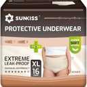 SUNKISS Women Incontinence Underwear, Daytime Disposable Postpartum Adult Panties, Protective Pull Ups with Maximum Absorbency, XLarge, Beige, 16 Count