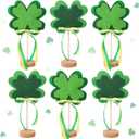 6 Pcs St. Patrick's Day Decorations or 4H Standing Signs Four Leaf Clover Wooden Table Signs Tall Standing Felt Green Table Centerpiece Lucky Irish Table Centerpiece Ornaments for Party Favor Supplies