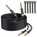 Elecan Dual 6.35mm 1/4 TS to Dual 1/4 TS Stereo Audio Cable 10 Ft, Interconnect Insert Cable, Firm Connection,Flexible Durable Tearable Color-Coded Mono Breakout Cable for Speaker Amplifier Mixer+Ties