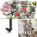 4 Tier Flower Display Stand, Metal Flower Bar Stand for Fresh Flowers Without 16pcs Buckets, Heavy Duty Garden Flower Cart Display Stand with Wheels