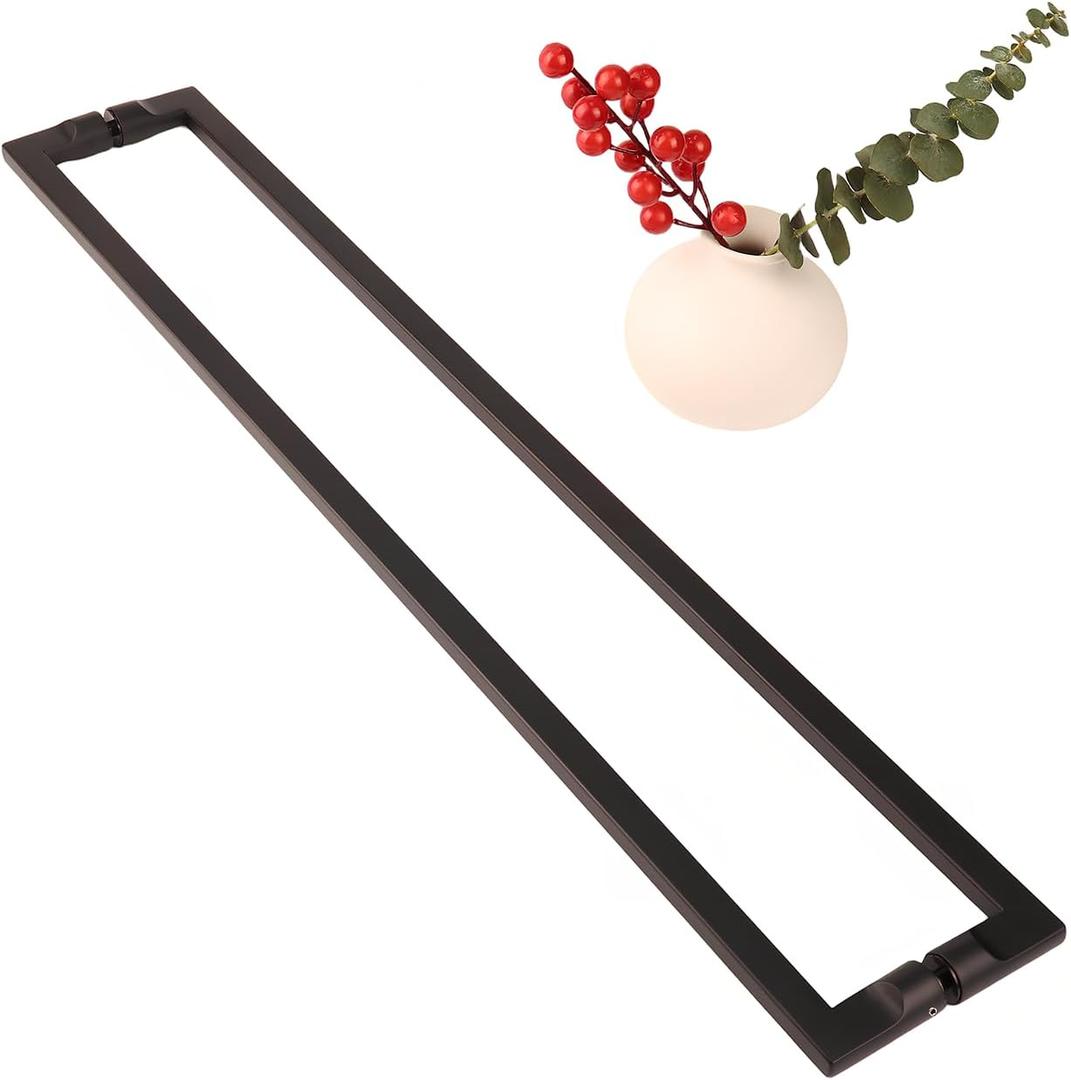 24 Inch Sliding Glass Door Handle - Black Matte Finish Barn & Shower Door Handle Minimalist Long PullHandle | Easy Install Modern Design for Interior/Exterior Doors (Matte Black)