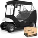 10L0L Golf Cart Enclosure Fit for 2 Passengers EZGO TXT RXV,600D Waterproof Snowproof Golf Buggy Keep Warm Cover, 2 Door Zippers 4-Side Clear Window and 4 Windproof Hooks Golf Cart Rain Cover, Black