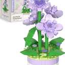 PieceRelax Flower Bouquet Building Decoration Set - Artificial Flowers Mini Bricks Potted Violet - Home Accessories or Best Gift Valentine Dcor for Him and Her Botanical for Adults [KZ1029]