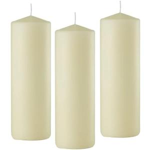 D'light Online 3 X 8 Inch Pillar Candles Set of 3 Bulk Event Pack Round Unscented Premium Wax Pillar Candles for Wedding, Spa, Party, Birthday, Holiday, Bath and Home Decor