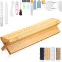 Briwooody 34 Pcs Book Binding Kit with Cradle Complete Book Making Supplies Journal Repair Tools Bamboo Cradle, Awl, Bone Folder, Waxed Thread, Needle, Binder Paper Clips for Paper Card Crafts
