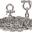 316 Stainless Steel Boat Anchor Chain with 2 Pcs Anti-Off Shackles, Marine Grade (4FT, Silver)