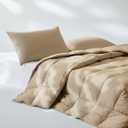 Pacific Coast Summer Goose Feather and Down Fiber Comforter King Size, Breathable Duvet Insert for Summer and Hot Sleepers, Natural Cooling Tencel Lyocell Shell, 8 Corner Tabs, Khaki Brown, 106x90