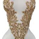 Zbroh Pure Handsewing Rhinestones Applique Multicolor Patch DIY Craft Accessories for Girl Wedding Dress 14X20inches (Champagne)