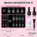 Beetles Gel Nail Kit Flat-X, Almond Medium, 320pcs 16 Sizes Nail tips, with 15g Nail Glue Gel Hands-Free, 7.5ml Base Gel & Top Coat, Mini Lamp, for Acrylic Press On Nail, Extension DIY Set at Home