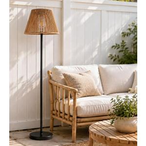 Outdoor Solar Floor Lamp,Waterproof Outdoor Floor Lamps for Patio Cordless Outdoor Rattan Floor Light for Patio, Porch, Garden,E26 Outdoor Standing lamp