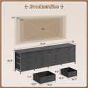 Huuger 70 Inch Dresser for Bedroom, TV Stand for 65, 75, 80 Inch TV, 13 Fabric Drawer Long Dresser, Wide Chest of Drawer, Black Storage Units for Bedroom