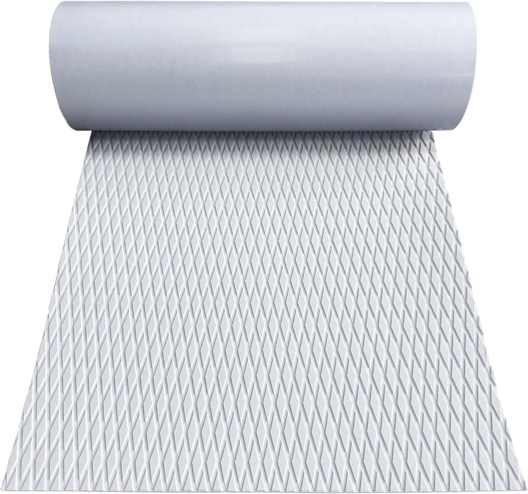 Boat Flooring EVA Foam Boat Decking Marine Carpet Boat Foam Flooring Sheet Self-Adhesive White Marine Flooring for Fishing Boat Kayak Yacht Motorboat RV Floor Swimming Pool Golf Cart 94.5"x23.6