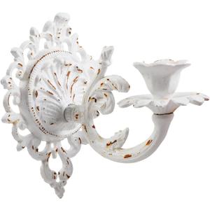 Polifish Distressed White Wall Candle Holder, Vintage Taper Candle Wall Sconce, Cast Iron Candlestick Holders Decor for Living Room, Fireplace and Yard Channel (1 Pack)