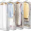 Clear Garment Bag for Hanging Clothes 10 Gusseted, 60 Suit Bags for Open Closet Storage Plastic Clothes Cover for Coat, Dress, Shirts, Fur, Jacket, Wardrobe Protectors, 4 Pack