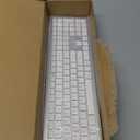 TECKNET Bluetooth Keyboard Rechargeable, 4-Device Free Switching (2.4G+BT), Ultra-Slim Full Size Wireless Keyboard, Quiet Typing, for PC/Laptop/Smart TV/Phone, Adjustable Stand, 12 Multimedia Keys (White)