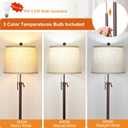JUNNAI Modern Floor Lamp Adjustable Height Standing Lamp Tall Lamp with 3 Color Temperatures Floor Lamps for Living Room Bedroom Office Beige Shade Bulb Included-Brown