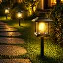 2-Pack Solar Pathway Lights - High-Efficiency Polycrystalline Panels for All-Night Glow - IP65 Waterproof Outdoor Landscape Lighting for Garden, Walkway & Driveway Security (Black)