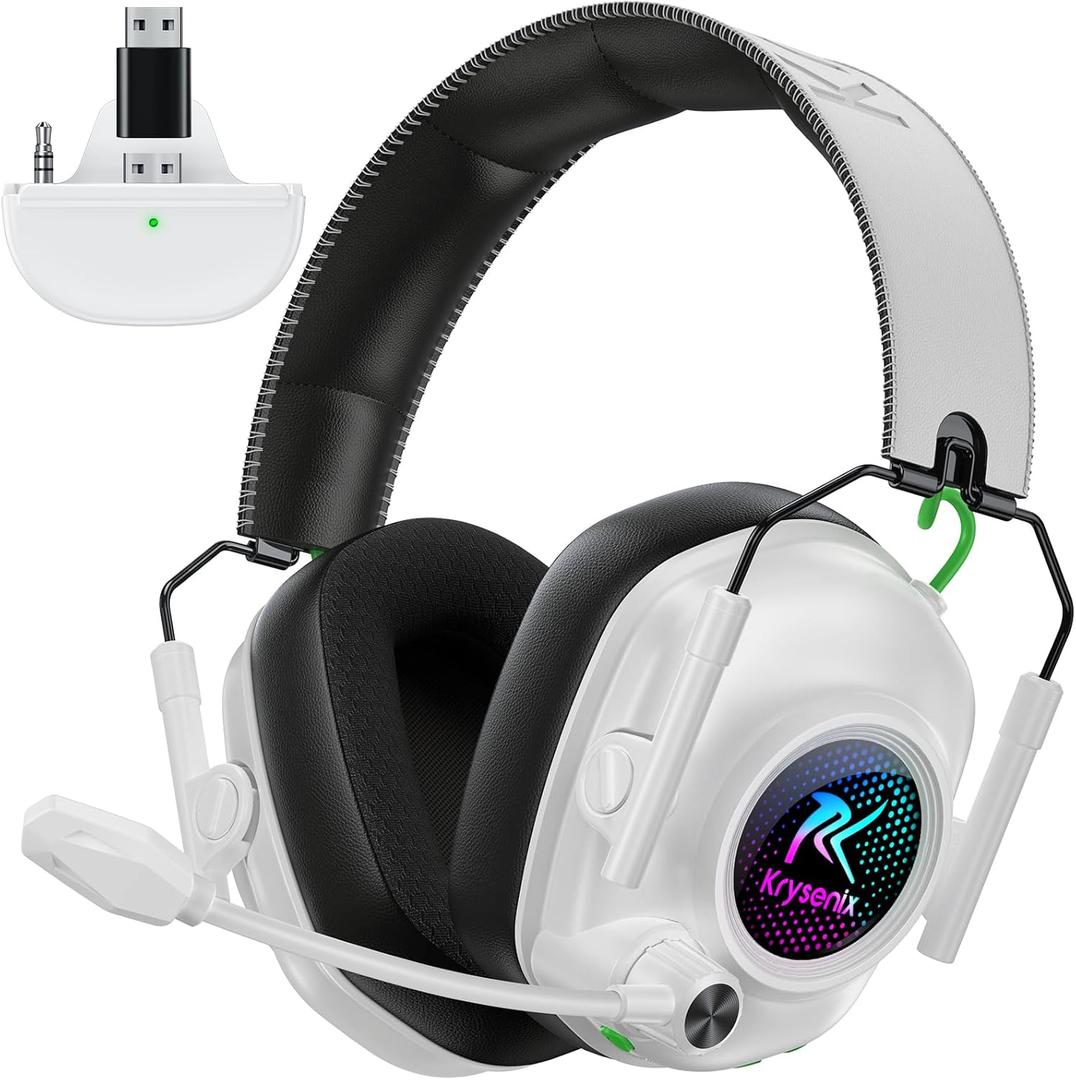 Wireless Gaming Headset with Noise Canceling Mic for Xbox Series X|S, Xbox One, PC, PS5, PS4, Mac, Switch, 2.4 GHz Wireless & Bluetooth 5.4 Gaming Headphones, 50Hr Battery, 50mm Drivers(White)