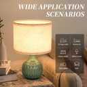 Green Ceramic Small Table Lamp for Small Space, Vintage Table Lamp Mid Century Modern Ceramic Lamps for Living Room, Bedside Nightstand Lamps, Classic Glass Lamp for Home