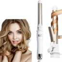 Automatic Curling Wand 28mm/1.1 inch Rotating Curling Iron with LED Display Fast Heating Wand for Short Long Hair Professional Hair Waver Styling Irons (White)
