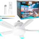 15.7" Socket Fan with Light and Remote, 3000K-6500K, 1700LM, Wireless Screw in Light Socket Fan for Bedroom, Kitchen, Living Room, Garage, E26 Base (White)