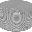 LVTXIII Indoor/Outdoor Extra Large Inflatable Ottoman Pouf D31 x H14 Inch, Round Footstool with Handle, Weather-Resistant Portable Furniture for Patio, Camping, Beach, Strip Grey