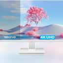 Thinlerian 27 Inch 4K UHD 3840 x 2160 Computer Monitor, IPS Display, Ultra-Thin Bezel, HDMI, DisplayPort, VESA, Build-in Speakers, PC Monitor for Design, Work, Gaming, White