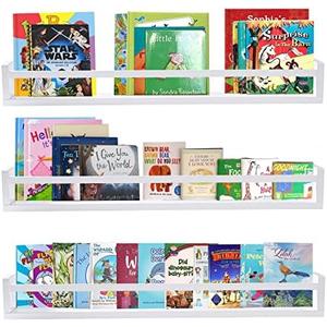 Amazon.com: AZSKY Classic Nursery Book Shelves White Wall Book Shelves Kids Bookshelf for Bedroom Bathroom Dcor Wall Ledge Shelves 36 in Hanging Shelves a Set of 3 : Home & Kitchen