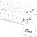 Ayuanb 15 Pcs 4 x 6 Inch Food Labels for Party Buffet, Acrylic Clear Chalkboard Signs for Buffet Display, Small Acrylic Food Tabletop Chalkboards for Bakery Table Display, Food Display, Pastry Tags