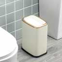 Stainless Steel Bathroom Trash Can with Swing Lid,4gallon Small Metal Garbage can Trash Bin Wastebasket for Office Bedroom Powder Room (Cream White)