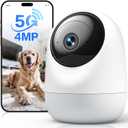 4MP Indoor Camera 5G/2.4G WiFi 6 360Pan Tilt 2.5K Supports MicroSD up to 256GB (No Card) Plug-in Pet Camera with Speaker for Dog/Cat Baby Monitor with Phone App,Motion Tracking, Compatible with Alexa