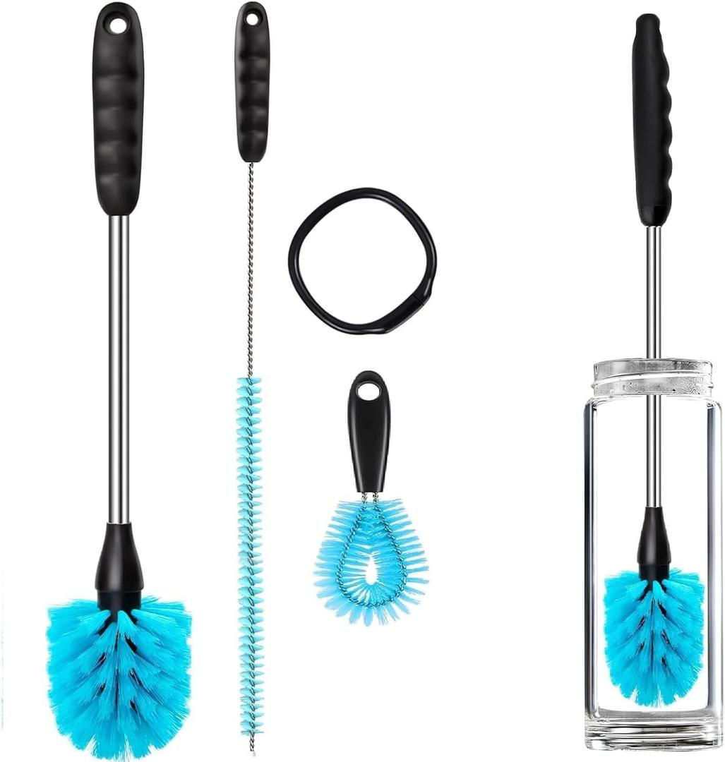 UNIFUN 3-in-1 Stainless Steel Cleaning Brush Set, Long Handle for Narrow Neck Bottles, Sport Bottles, Coffee Mugs, Tumblers, Flask