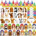 Gejoy 72 Pcs Adopt a Puppy Supplies Party Favors Include 18 Mini Plush Dog 18 Pet Birthday Hats 18 Puppy Adoption Certificate 18 Kraft Boxes for Pet Birthday Party Set Gifts(Cute Dog)