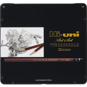 Uni Hi-Uni Wooden Pencil Art Set - 10B to 10H - Box of 22 (HUAS)