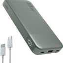 NOBIS Portable Charger, 10000mAh Power Bank Fast Charging, Battery Pack with C to C Cable, Battery Bank with Digital Display for iPhone iPad Android etc (Green, 35W)