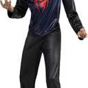 Marvel Miles Morales Official Youth Halloween Costume - Printed Jumpsuit with Fabric Mask (Black, L)