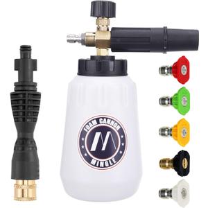 M MINGLE Foam Cannon, Compatible with Portland Husky and Ryobi Pressure Washer, with 5 Nozzle Tips, 1/4 Inch Quick Connector