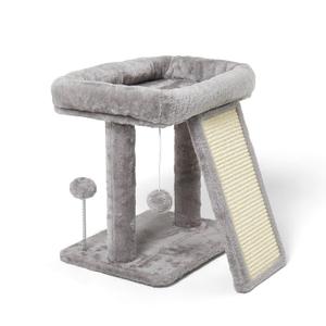 Psicway 17.1-inch Small Cat Tree Tower with Scratching Post for Indoor Cats,Light Grey
