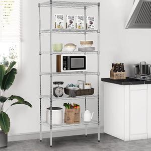 6 Tier Metal Storage Shelves 23" L x 13" W x 60" H Adjustable Wire Shelving Unit 900LBS Metal Shelves Garage Storage Pantry Shelves Storage Rack Wire Rack Shelf Steel Shelves for Storage, Chrome