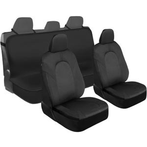 Motor Trend Front & Rear Car Seat Covers Full Set - Gray Cloth Bucket Seat Covers for Front Seats + Waterproof Rear Split Bench Cover – Universal Fit for Car Truck SUV Van Interior Protection