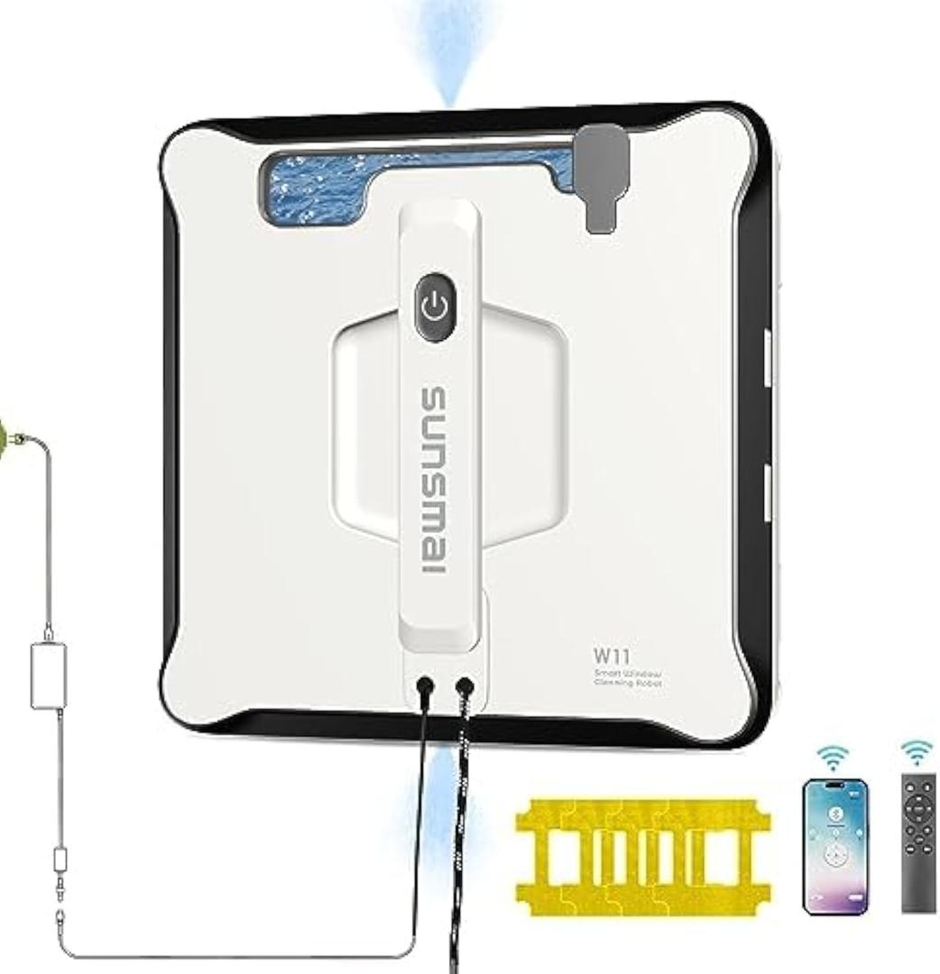 Window Cleanning Robot, W11 Smart Window Cleaner with Dual Water Spray, Remote Control Robot Glass Washer for All Smooth Surfaces