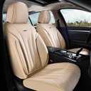 Coverado Car Seat Covers, Front Seat Covers for Cars, 2 Pack Beige Leather Seat Covers, Universal Seat Covers Front Seat, Automotive Seat Covers Waterproof Car Seat Protector Fit for Most Vehicles