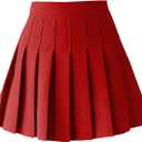 TONCHENGSD Women's High Waist Pleated Mini Skirt Skater Tennis Skirt (Large, Red)