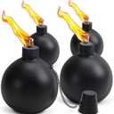 4 Pack Citronella Tabletop Torches, 25 oz Table Top Torches for Outdoor, Metal Oil Burner Candles, Garden Torches with Fiberglass Wick for Yard, Patio, Deck, Garden, Party, Landscape. (Black 4 PCs)