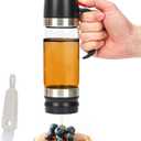 12 Oz Glass Honey Dispenser Pot with Silicone Base No Drip Honey Container Jar, Maple Syrup Dispenser with Handle for Pancake, Coffee or Tea Black
