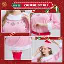 10 x 7 Pcs Women Christmas Elf Costume Set Santa's Helper Velvet Dress Xmas Outfit Elf Ears Hat Shoes Belt Socks Bell (Pink, XXL)