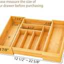BAMEOS 3.9inch Tall Bamboo Drawer Organizer, Expandable Utensil Holder with 8 Compartments, Adjustable Kitchen Drawer Divider for Flatware, Silverware and Gadgets, Deep Storage for Home and Office