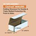 BOX USA Shipping Boxes Small 12"L x 3.5"W x 3"H 50-Pack - Corrugated Cardboard Box for Moving, Mailing, Packing, Packaging and Storage