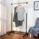 Honey-Can-Do Adjustable Height Rolling Metal Clothes Rack GAR-01122 Chrome 30 lbs